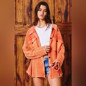 Bucketlist Waffle Knit Shacket